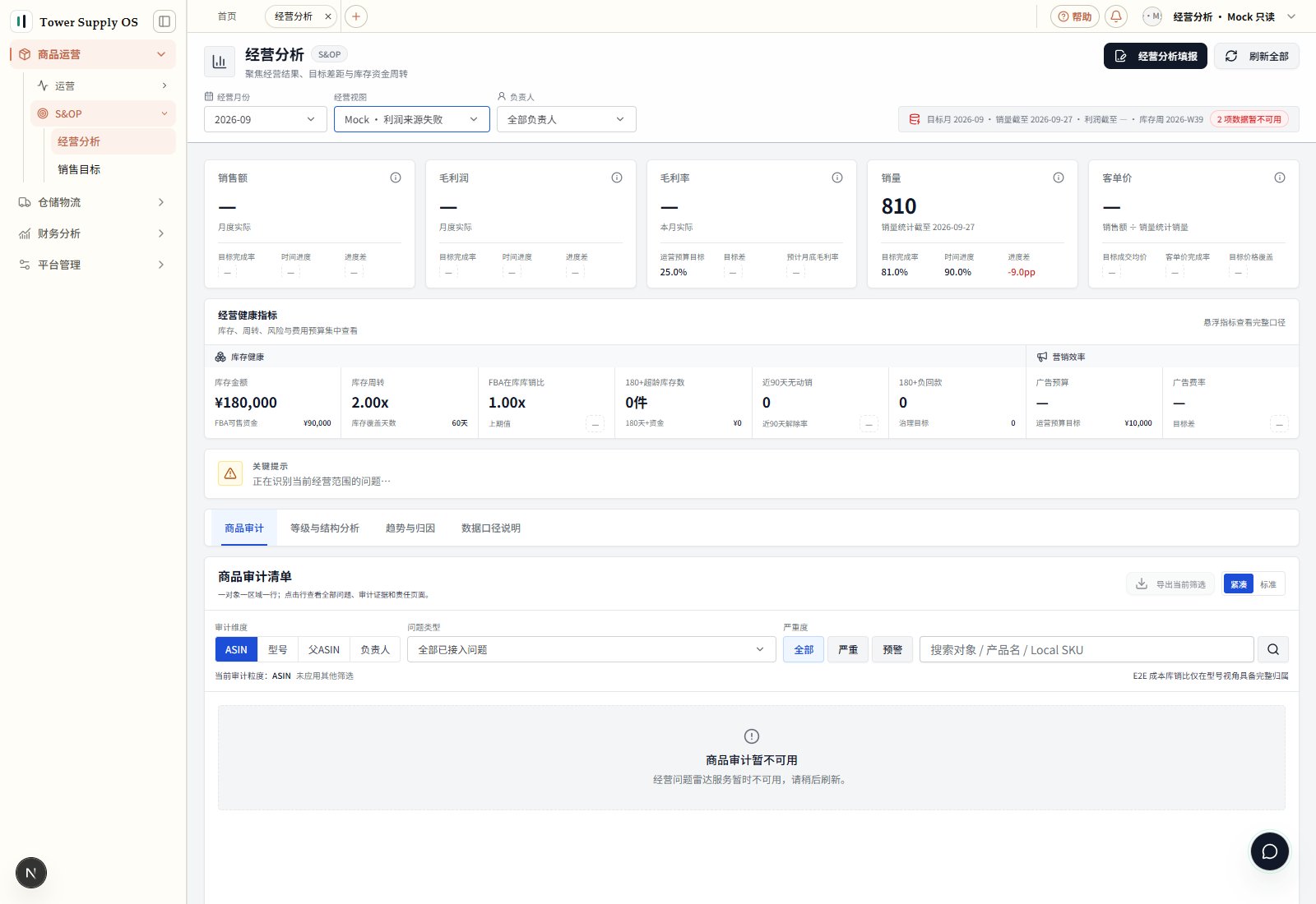 Mock 局部失败:利润与矩阵不可用,销量和库存来源仍可见